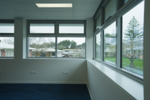 Operable classroom windows at Sacred Heart College Science Centre Operable classroom windows at Sacred Heart College Science Centre
