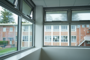 Operable classroom windows at Sacred Heart College Science Centre Operable classroom windows at Sacred Heart College Science Centre